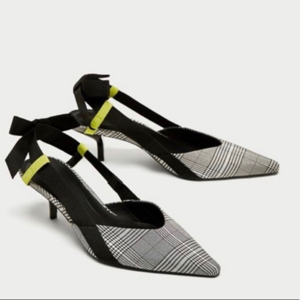 Zara Trafaluc | Plaid Kitten Heels w/Bow